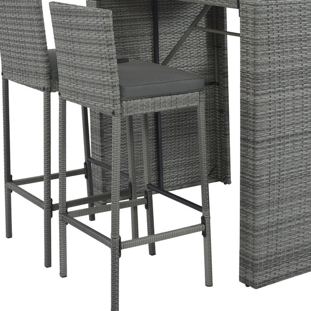 Five Piece Brown and Gray Solid Wood Dining Set with Four Chairs HomeRoots
