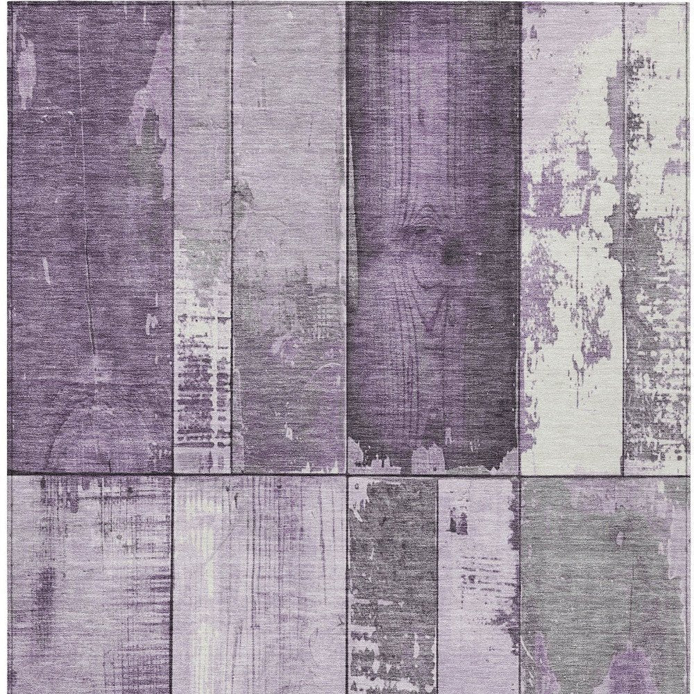 3' X 5' Purple And Gray Geometric Washable Indoor Outdoor Area Rug — view 3