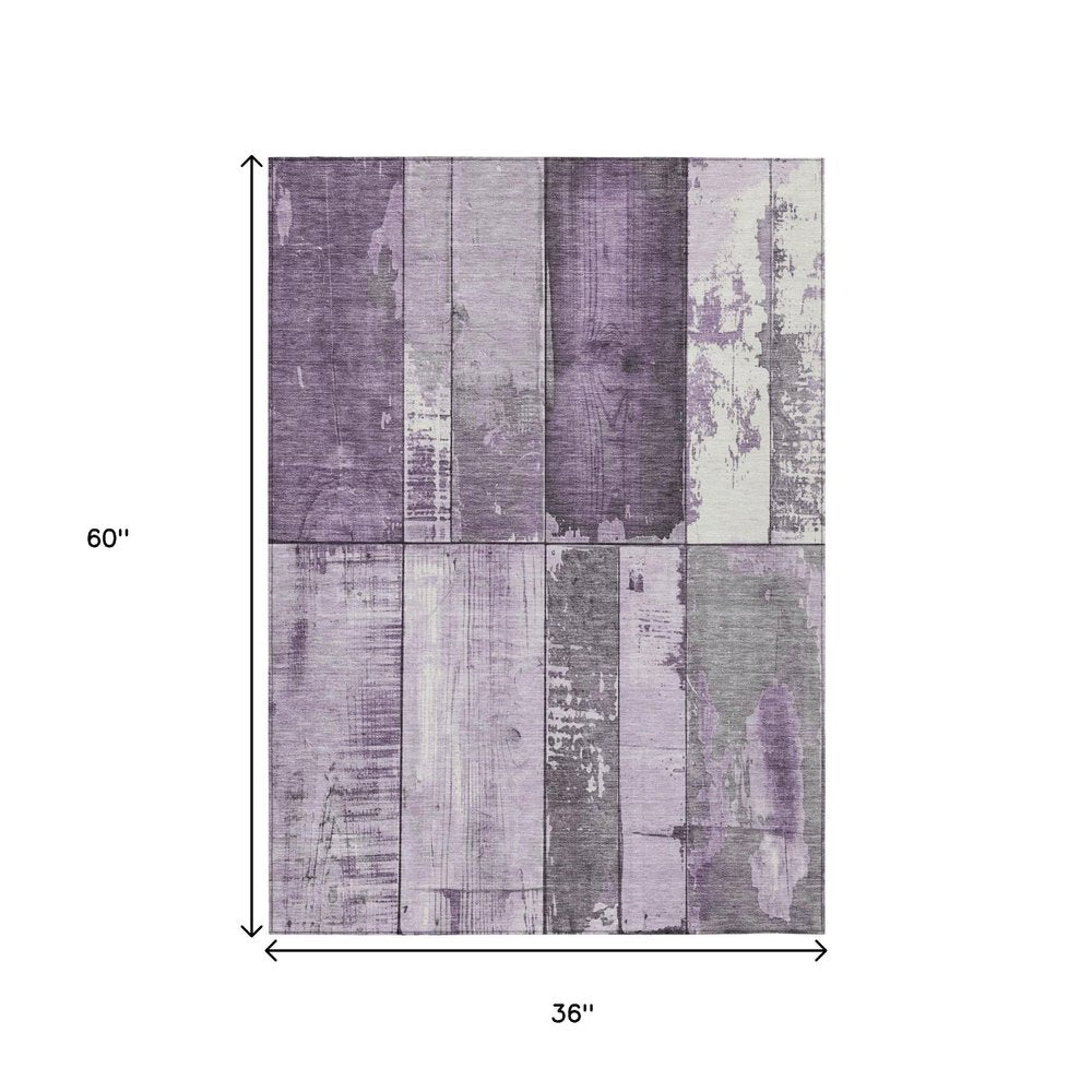 3' X 5' Purple And Gray Geometric Washable Indoor Outdoor Area Rug HomeRoots