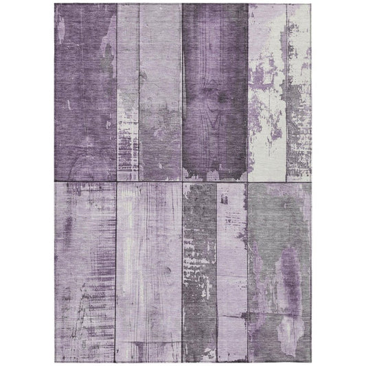 3' X 5' Purple And Gray Geometric Washable Indoor Outdoor Area Rug
