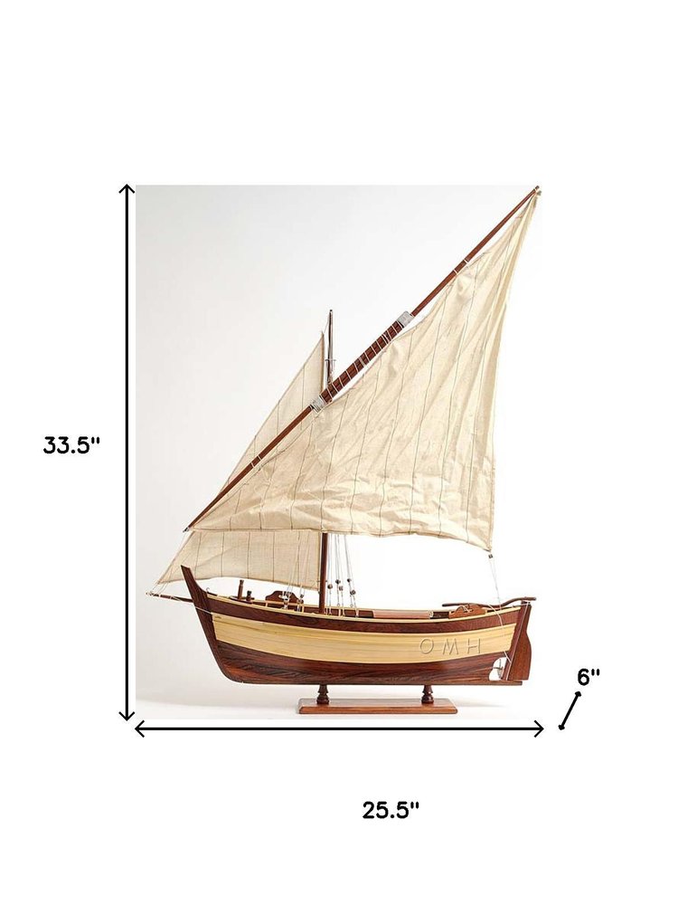 34" Unfinished Wood Hand Painted Model Boat HomeRoots