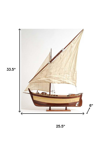 34" Unfinished Wood Hand Painted Model Boat HomeRoots