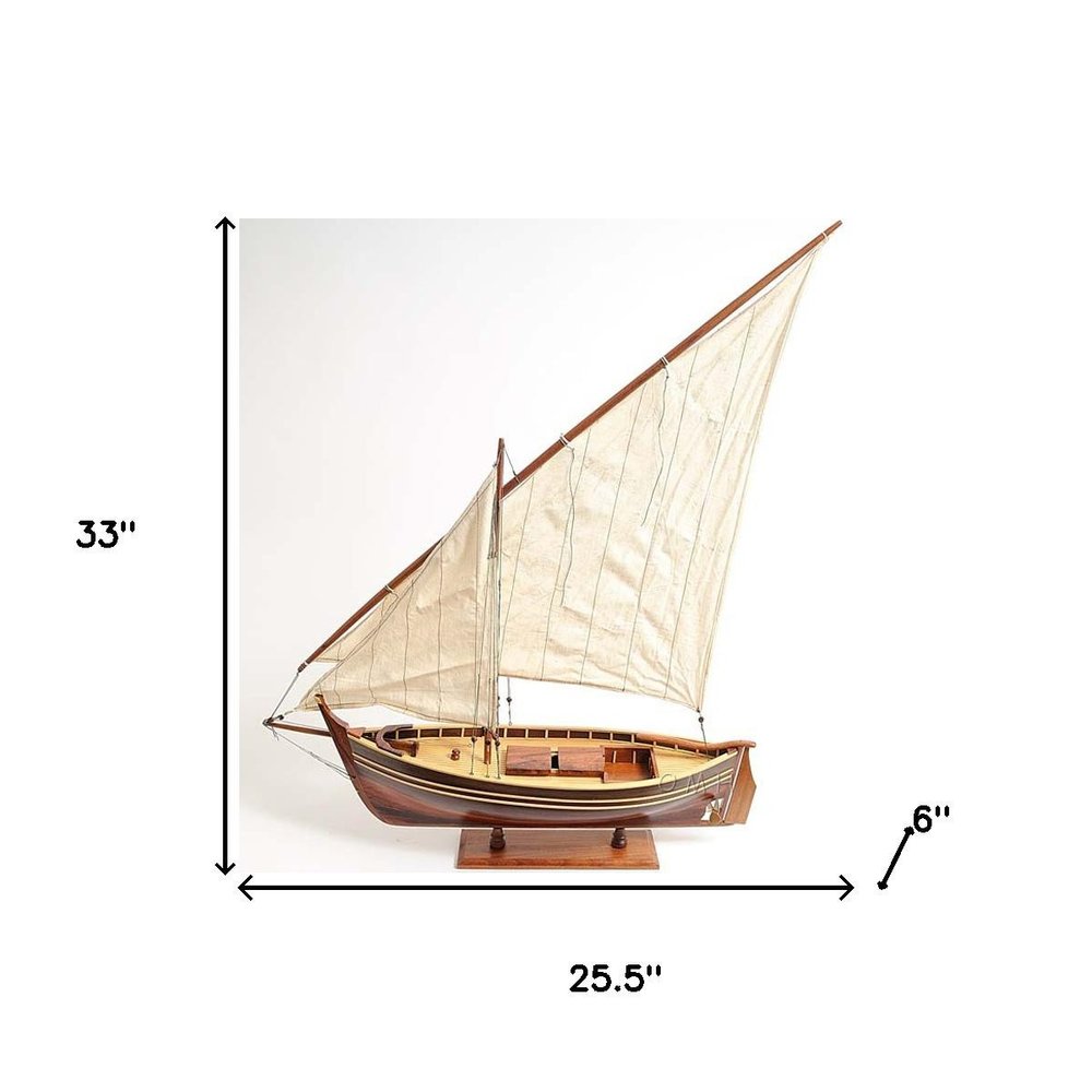 33" Unfinished Wood Hand Painted Model Boat HomeRoots