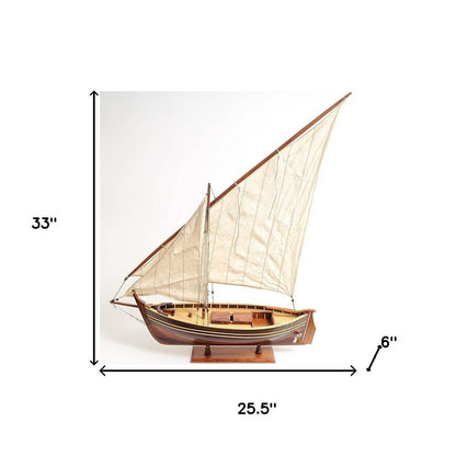 33" Unfinished Wood Hand Painted Model Boat HomeRoots
