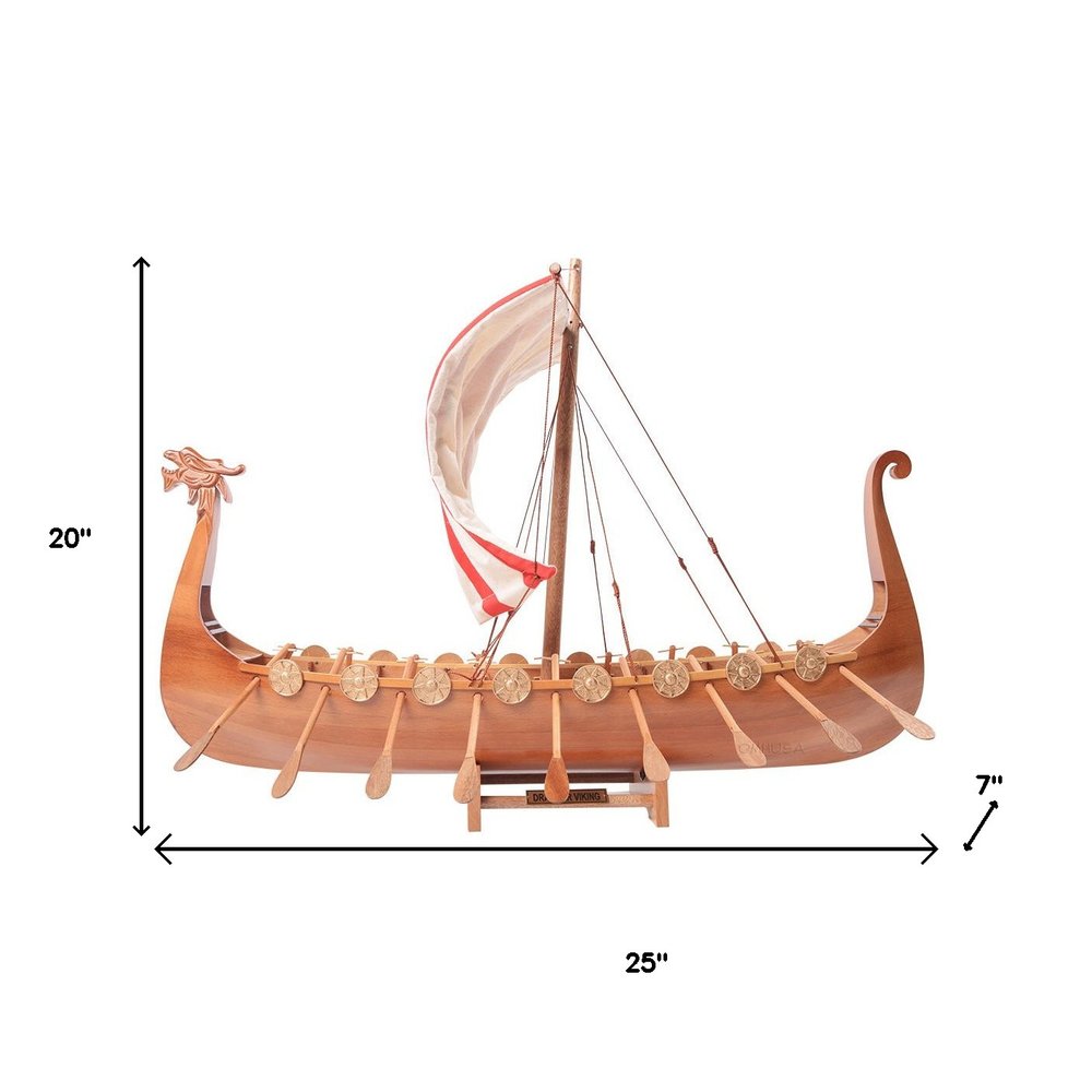 20" Unfinished Wood Hand Painted Model Boat HomeRoots