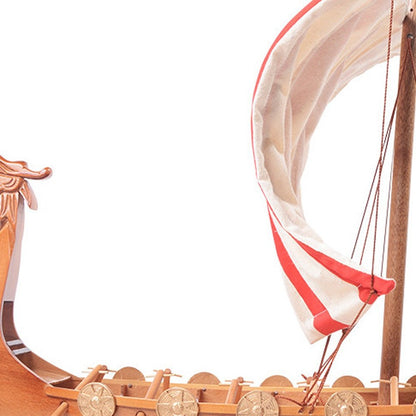 20" Unfinished Wood Hand Painted Model Boat HomeRoots