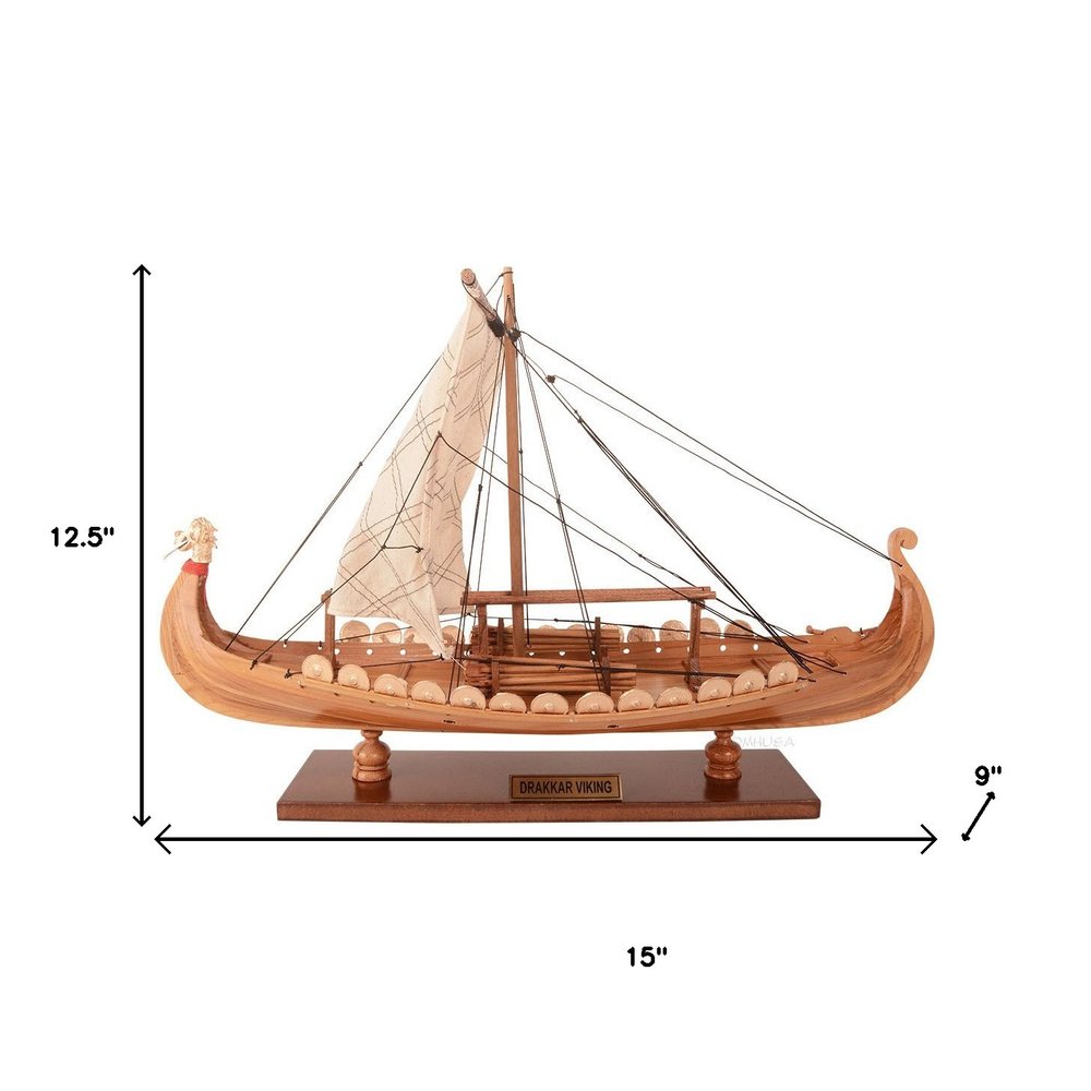 13" Unfinished Wood Hand Painted Model Boat HomeRoots