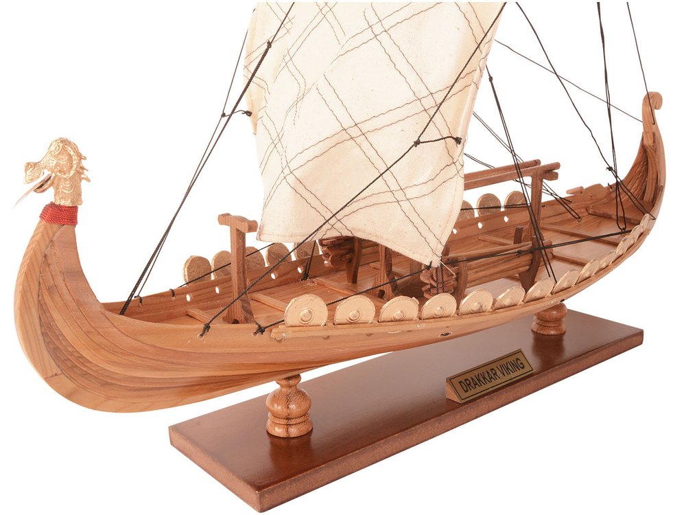 13" Unfinished Wood Hand Painted Model Boat HomeRoots