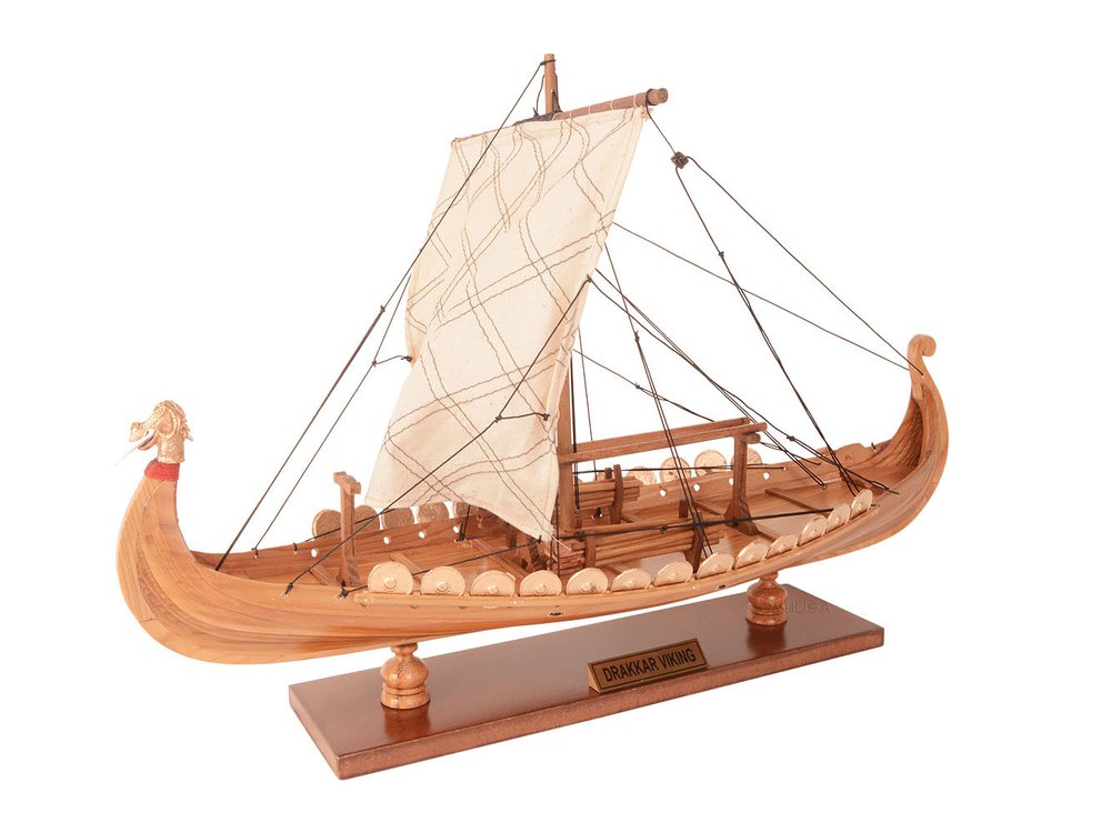13" Unfinished Wood Hand Painted Model Boat HomeRoots