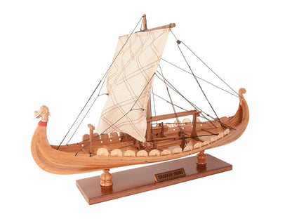 13" Unfinished Wood Hand Painted Model Boat HomeRoots