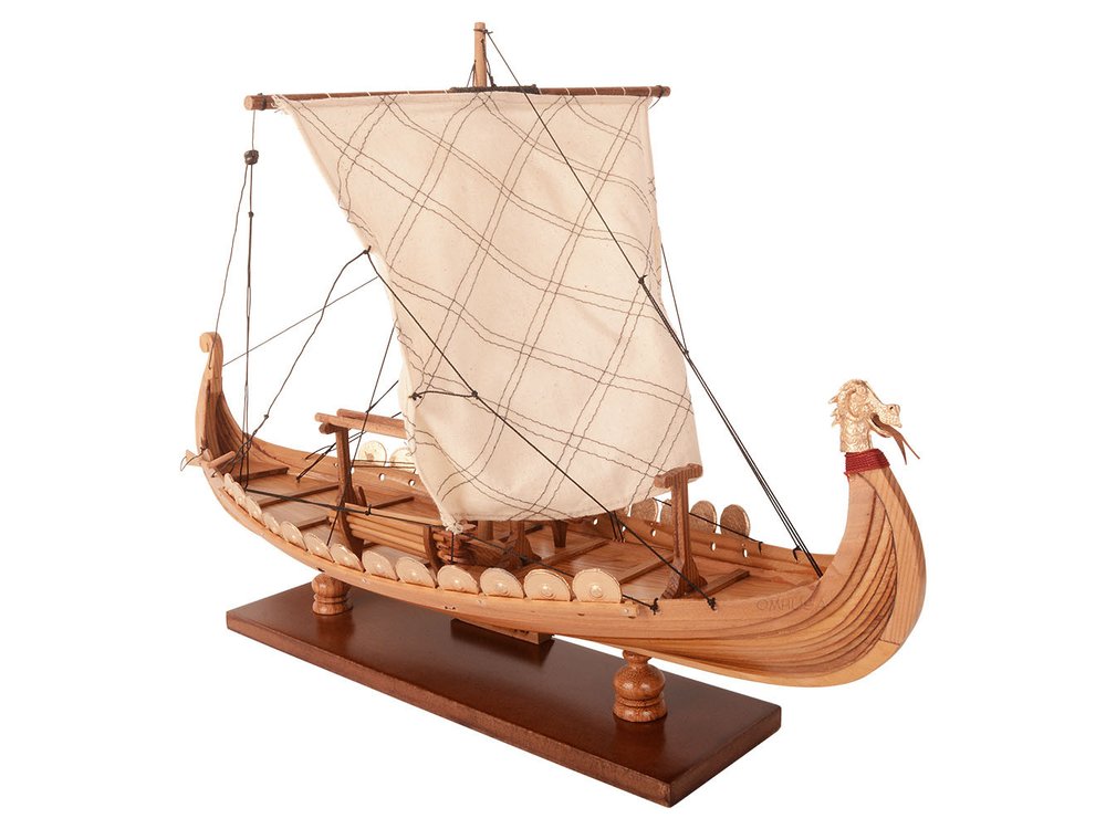 13" Unfinished Wood Hand Painted Model Boat HomeRoots