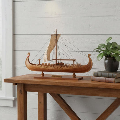 13" Unfinished Wood Hand Painted Model Boat HomeRoots