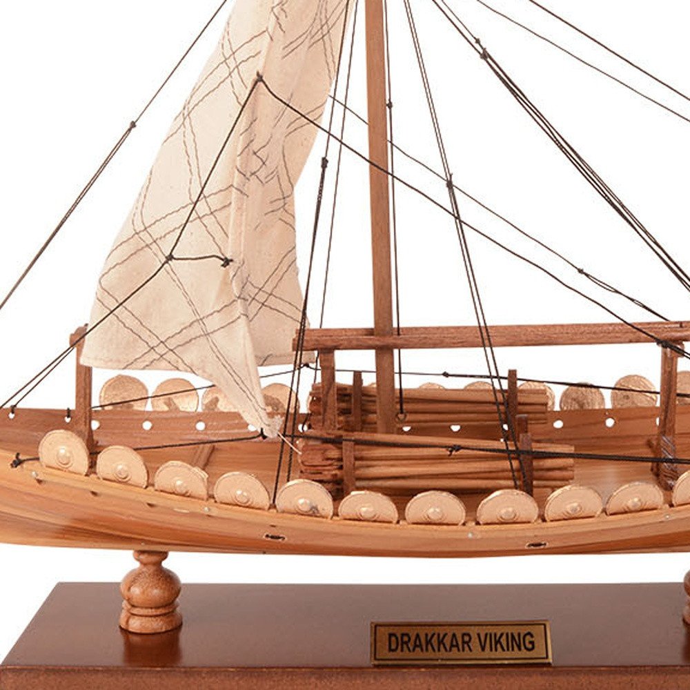 13" Unfinished Wood Hand Painted Model Boat HomeRoots