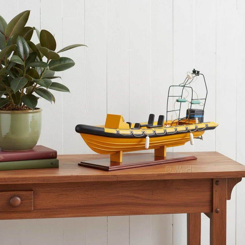 13" Unfinished Wood Hand Painted Model Boat HomeRoots