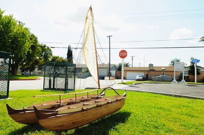 52" Unfinished Wood Hand Painted Model Boat HomeRoots