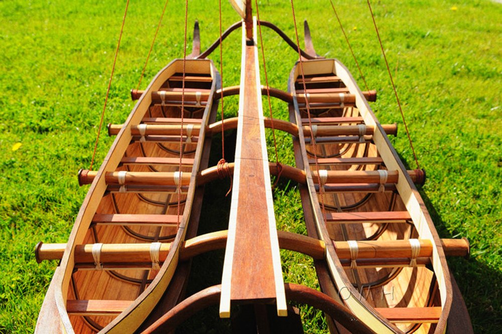 52" Unfinished Wood Hand Painted Model Boat HomeRoots
