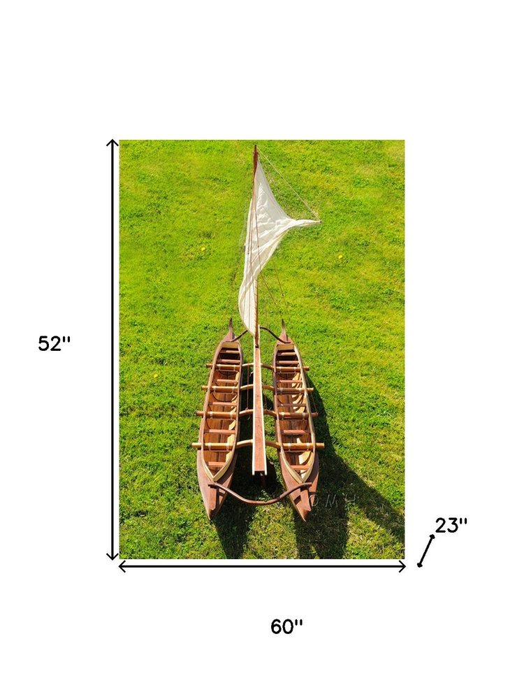52" Unfinished Wood Hand Painted Model Boat HomeRoots