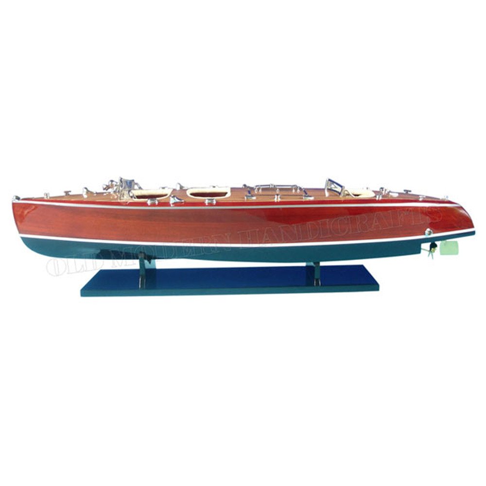 17" Unfinished Wood Hand Painted Model Boat HomeRoots