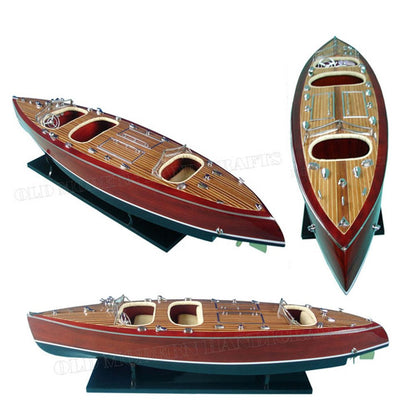 17" Unfinished Wood Hand Painted Model Boat HomeRoots