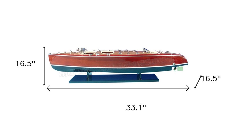 17" Unfinished Wood Hand Painted Model Boat HomeRoots