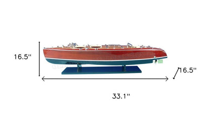 17" Unfinished Wood Hand Painted Model Boat HomeRoots