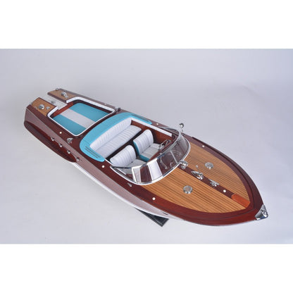 10" Unfinished Wood Hand Painted Model Boat HomeRoots