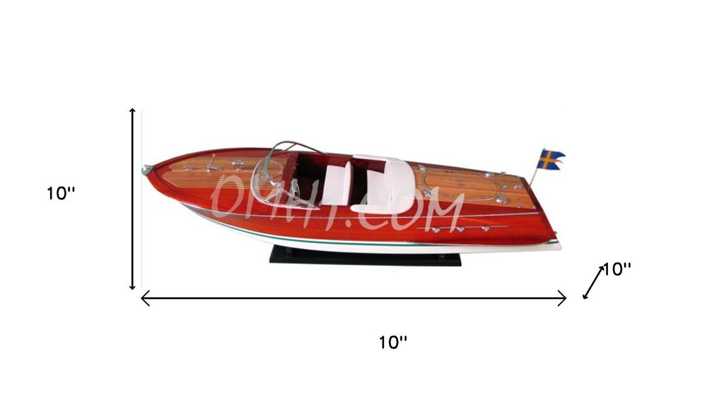 10" Unfinished Wood Hand Painted Model Boat HomeRoots