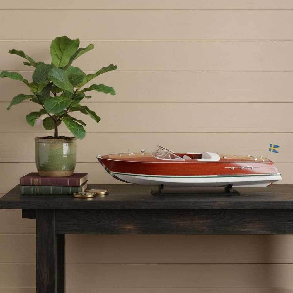 10" Unfinished Wood Hand Painted Model Boat HomeRoots