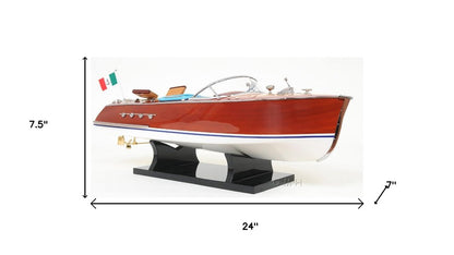 8" Unfinished Wood Hand Painted Model Boat HomeRoots