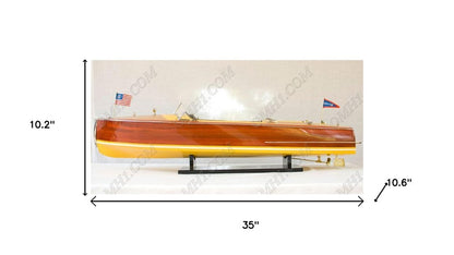10" Unfinished Wood Hand Painted Model Boat HomeRoots