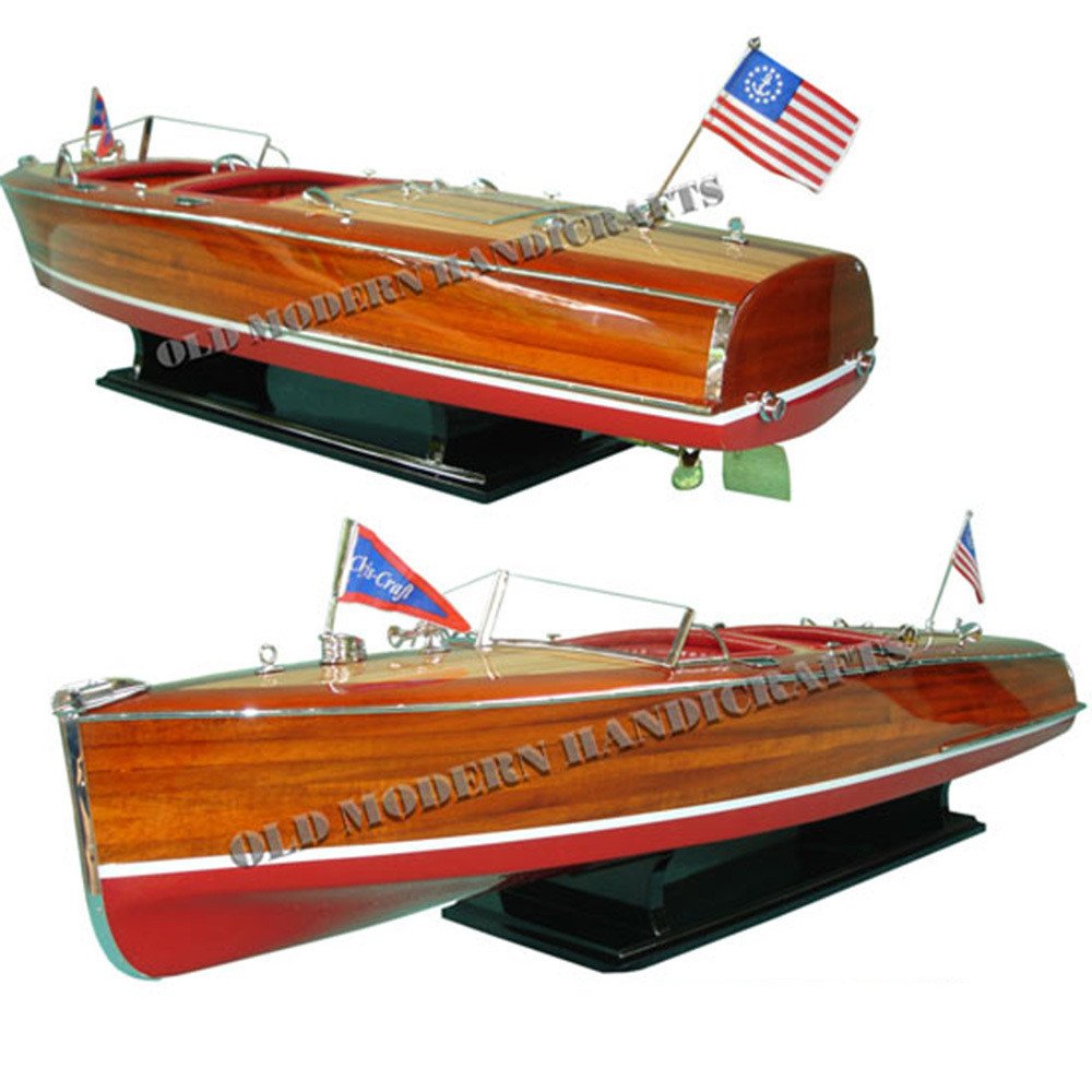 10" Unfinished Wood Hand Painted Model Boat HomeRoots