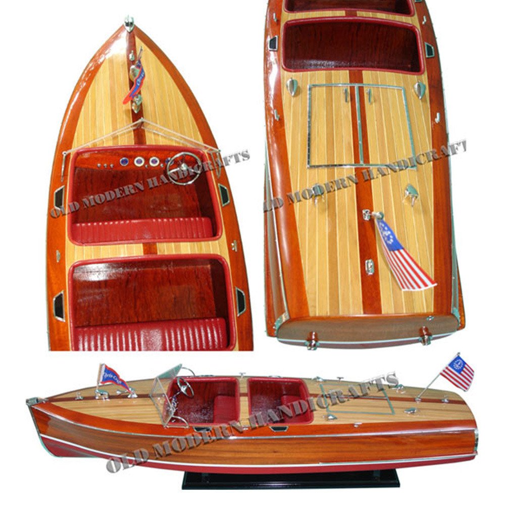 10" Unfinished Wood Hand Painted Model Boat HomeRoots