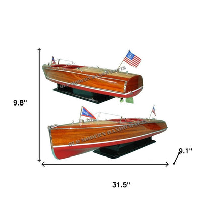 10" Unfinished Wood Hand Painted Model Boat HomeRoots
