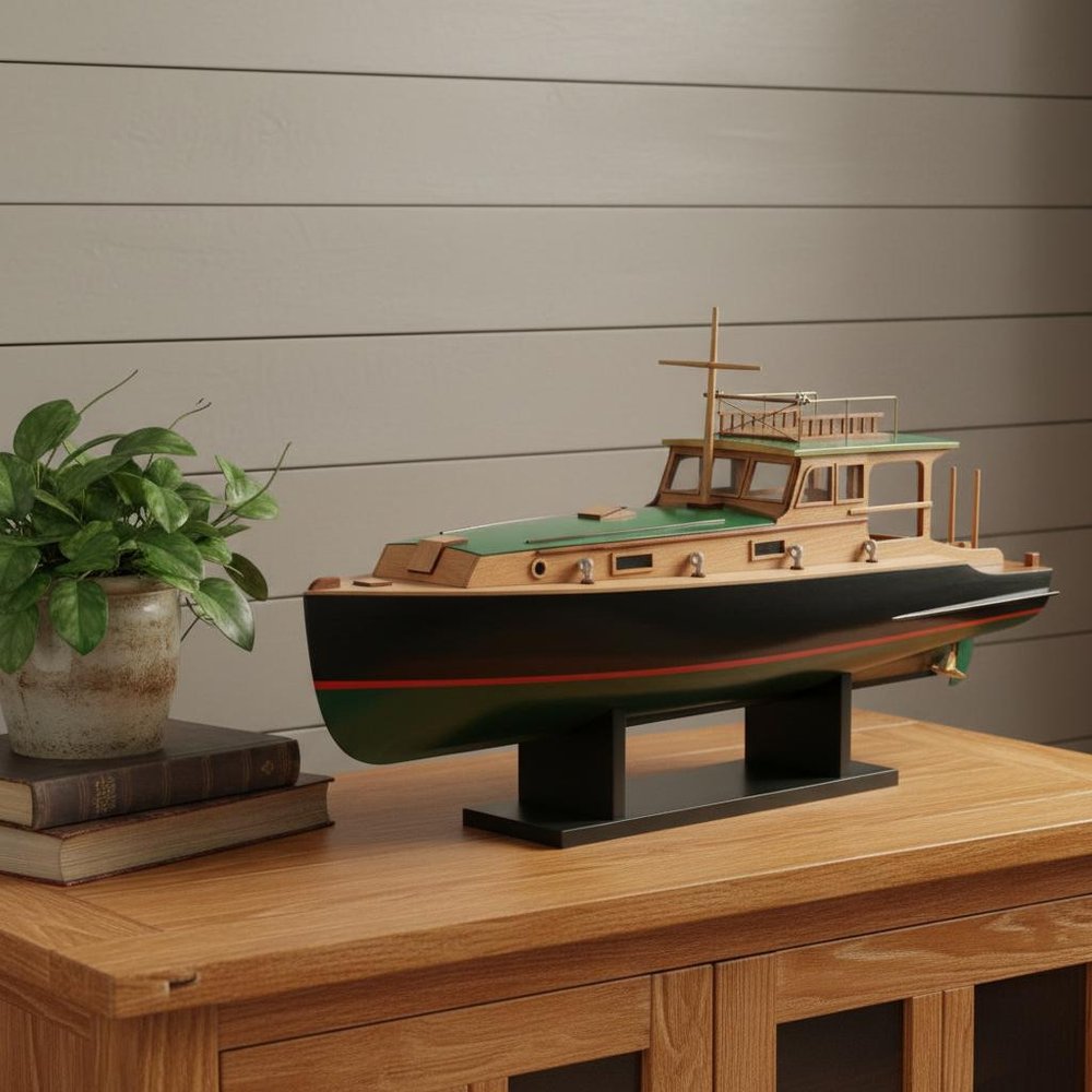 14" Unfinished Wood Hand Painted Model Boat HomeRoots