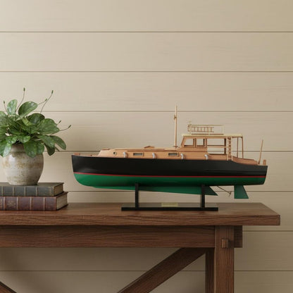 14" Unfinished Wood Hand Painted Model Boat HomeRoots