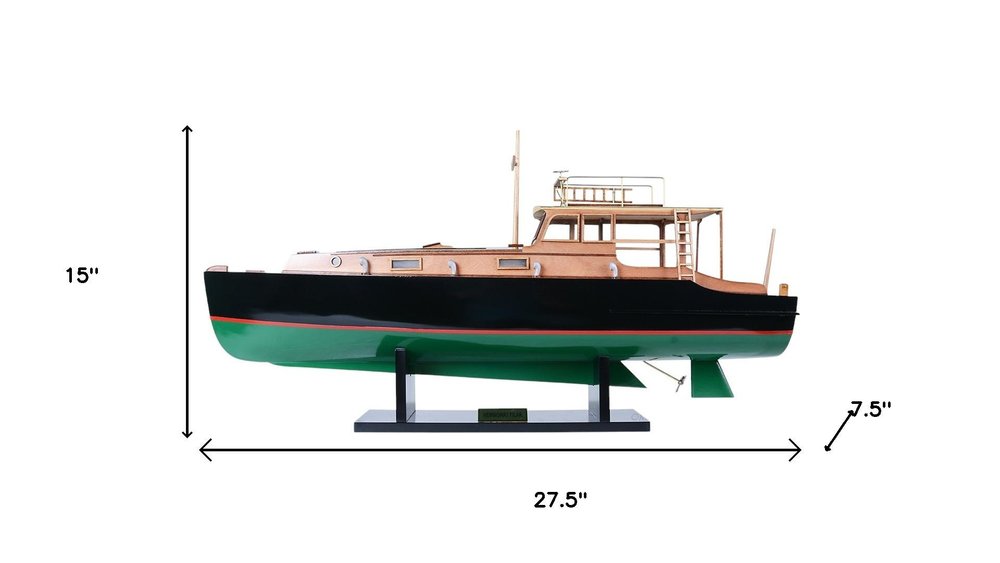 14" Unfinished Wood Hand Painted Model Boat HomeRoots