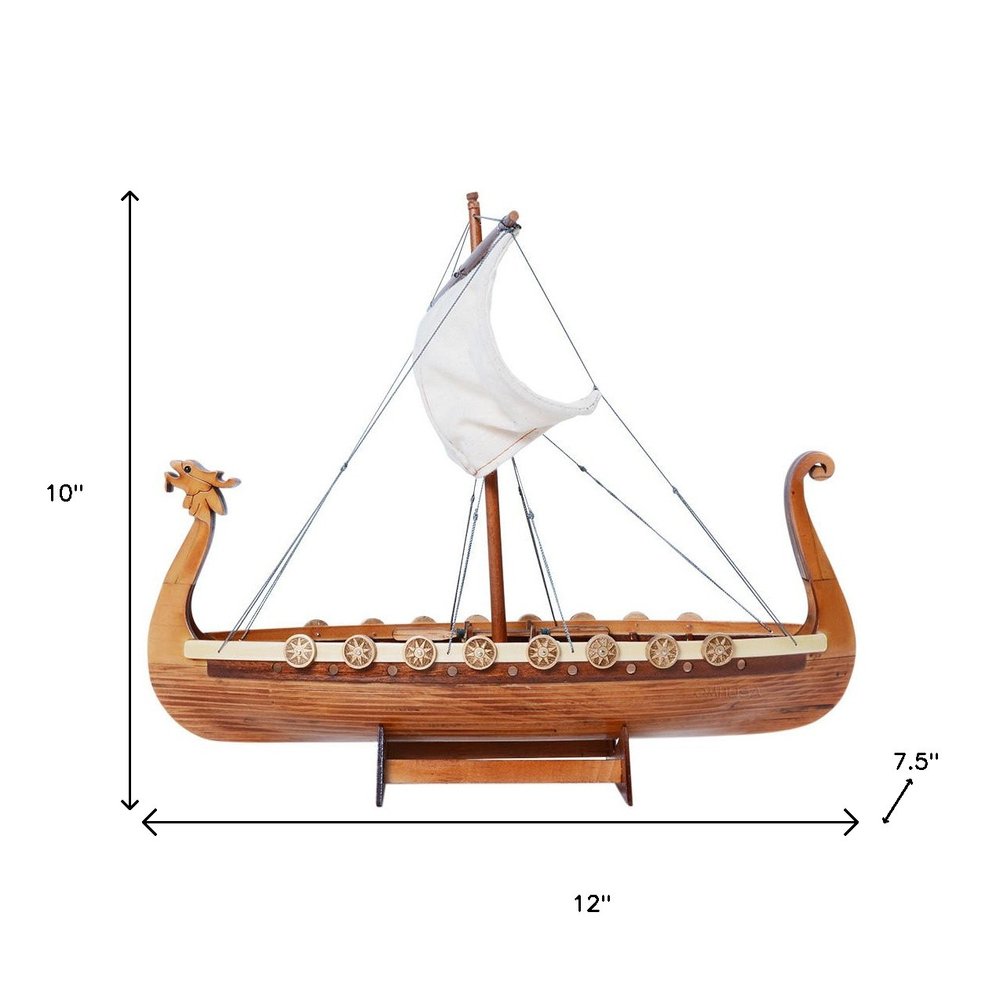 10" Unfinished Wood Hand Painted Model Boat HomeRoots