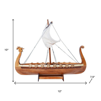 10" Unfinished Wood Hand Painted Model Boat HomeRoots