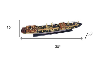 10" Unfinished Wood Hand Painted Model Boat HomeRoots
