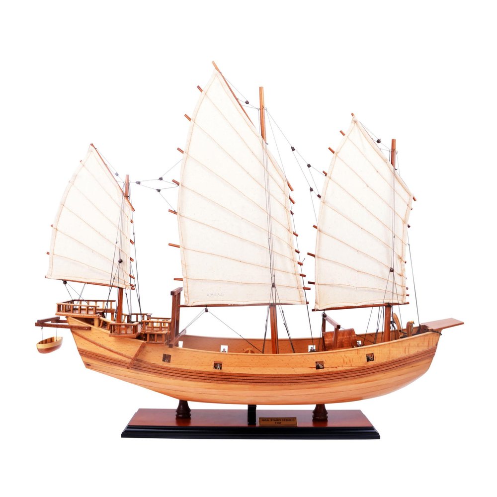 23" Unfinished Wood Hand Painted Model Boat HomeRoots