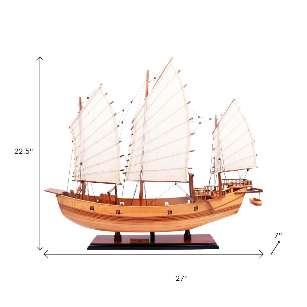 23" Unfinished Wood Hand Painted Model Boat HomeRoots