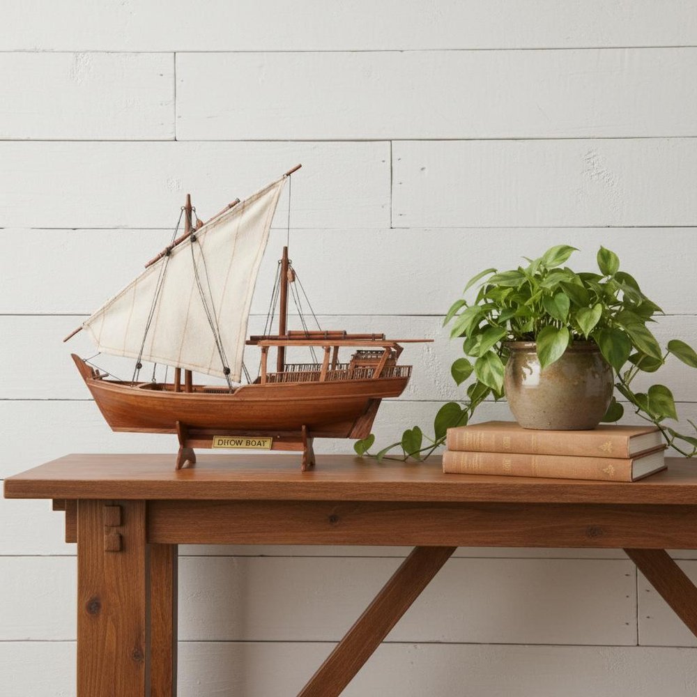 11" Unfinished Wood Hand Painted Model Boat HomeRoots