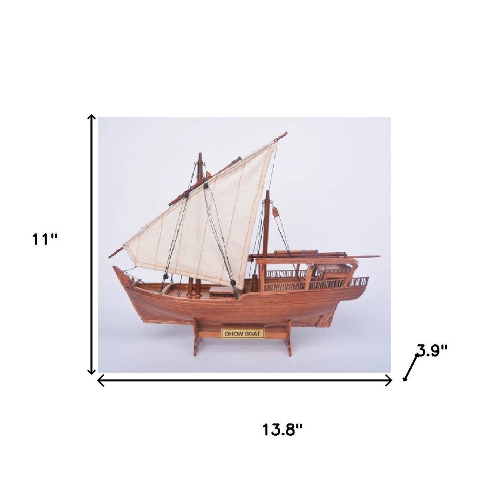 11" Unfinished Wood Hand Painted Model Boat HomeRoots