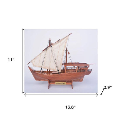 11" Unfinished Wood Hand Painted Model Boat HomeRoots