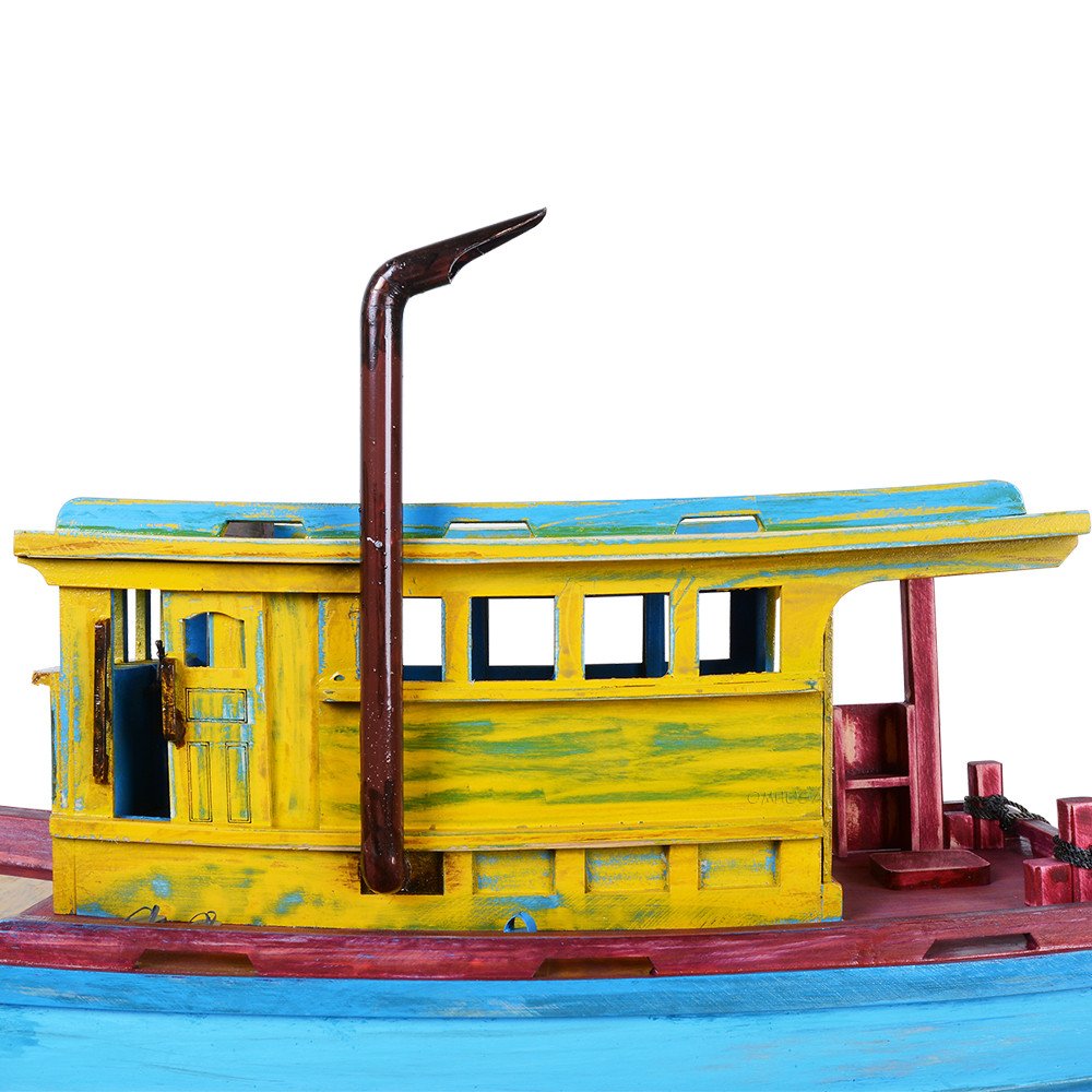 13" Unfinished Wood Hand Painted Model Boat HomeRoots