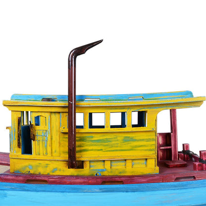 13" Unfinished Wood Hand Painted Model Boat HomeRoots