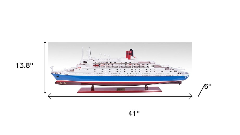 14" Unfinished Wood Hand Painted Model Boat HomeRoots