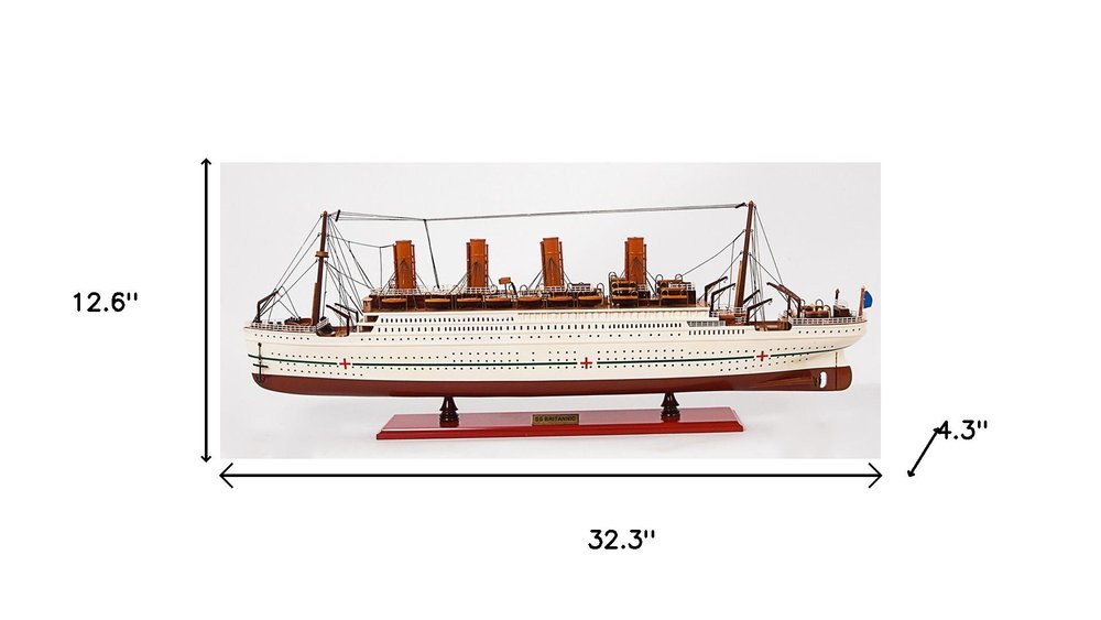 13" Unfinished Wood Hand Painted Model Boat HomeRoots