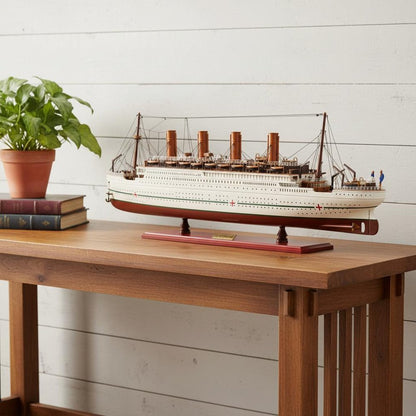 13" Unfinished Wood Hand Painted Model Boat HomeRoots