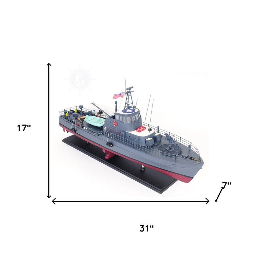 17" Unfinished Wood Hand Painted Model Boat HomeRoots